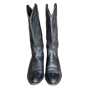 Dan Post Worn In Black Leather Cowboy Boots (8M)